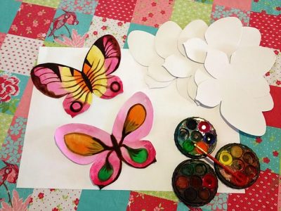 After school art classes - Butterfly art with the pink color